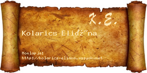 Kolarics Eliána névjegykártya